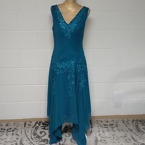 JAEDEN WEDDING/PROM SPECIAL OCCASION SCARF HEMLINE, EMBROIDERED & BEADED, DRESS
